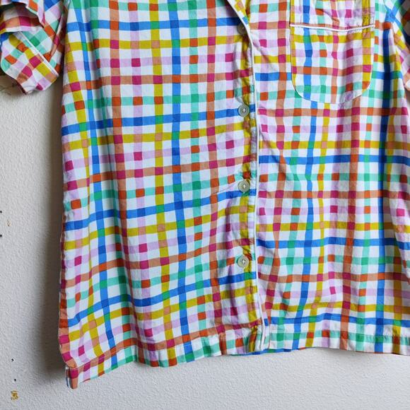 Print Fresh x Oh Joy! Rainbow Plaid Organic Cotton Pajama Top Small - Picture 5 of 11